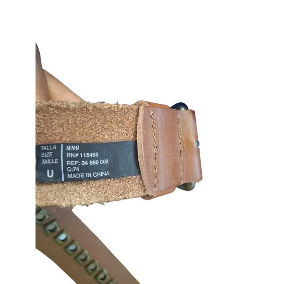 Y2K HE Mango Leather Grommet Belt Women's size 34 Grungecore Academia Preppy Hip - Picture 11 of 11